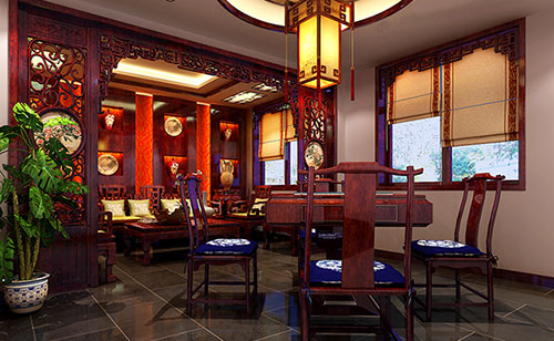 清江浦古典中式风格茶楼包间设计装修效果图